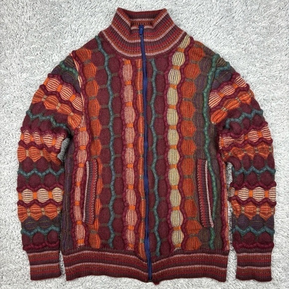 Brocca Sweater Girls Large Wool Colorful Textured Soft Italian Full Zip Classic - Picture 1 of 6